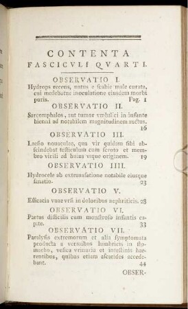 Contenta Fasciculi Quarti.