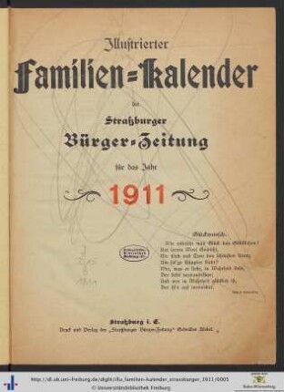 Illustrierter Familien-Kalender der Straßburger Bürger-Zeitung: ... für das Jahr 1911