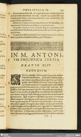 In M. Antonium Philippica Tertia. Oratio XLVI.