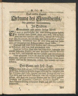 Das vierdte Capitel. Ordnung des Gottesdiensts