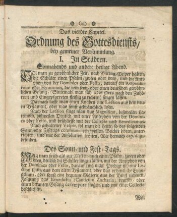 Das vierdte Capitel. Ordnung des Gottesdiensts