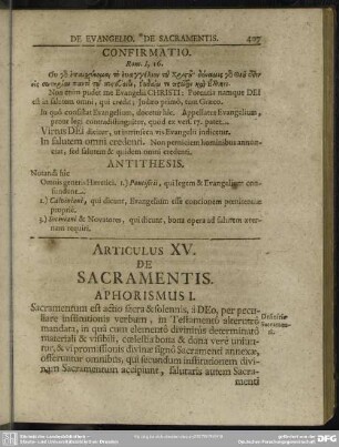 Articulus XV. De Sacramentis