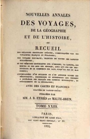 Nouvelles annales des voyages, 23. 1824