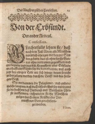 Von der Erbsündt. Der ander Articul.