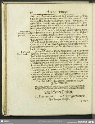 Die siebende Predigt. 3. Figurarum Claritas: Der Fürbild und Gleichnussen Klarheit. Text. Matth.25.à v.1.usq[ue]; ad 14