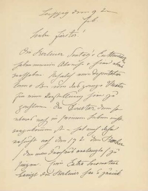 [Brief an Förster, Leipzig den 9ten Feb. (1852) in Schreibschrift]