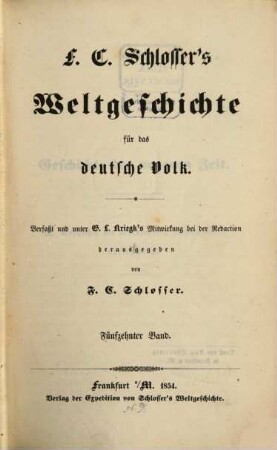 F. C. Schlosser's Weltgeschichte für das deutsche Volk, 15. Neuere Geschichte ; 7. Theil : III. Geschichte des siebenzehnten Jahrhunderts (Fortsetzung)