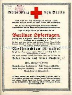 Spendenaufruf des Roten Kreuzes von Berlin