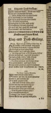 Fünffter und letzter Titul. Der Klag- und Trost-Gesänge.