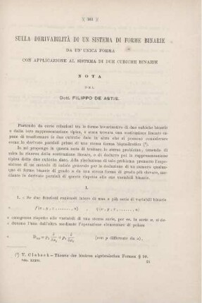 Sulla derivabilità di un sistema di forme binarie