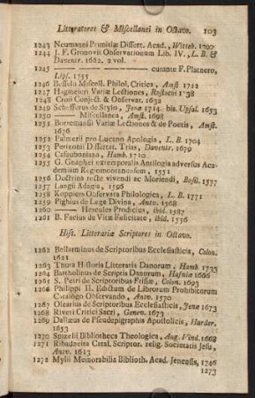 Hist. Litterariae Scriptores in Octavo.