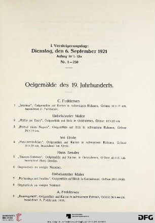 I. Versteigerungstag (Nr. 1-250)