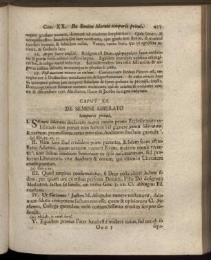 Caput XX. De Semine Liberato temporis primi.