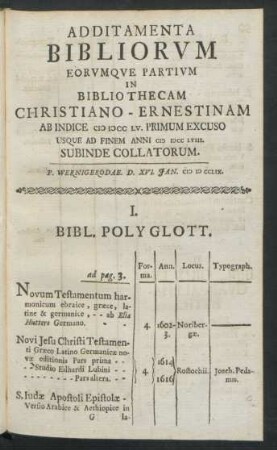 I. Bibl. Polyglott.