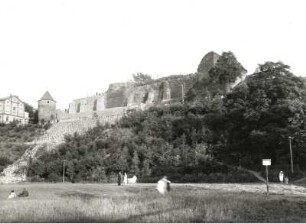 Elsterberg, Blick von Norden über die Elsteraue auf die Ruine der Burg Elsterberg