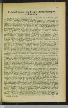 Orts-Entfernungen von Bautzen (Landgerichtsbezirk) in Kilometern