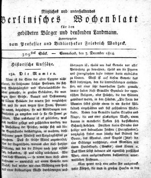 309stes Stueck, Sonnabend, den 3.Dezember 1814