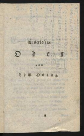 Auserlesene Oden aus dem Horaz