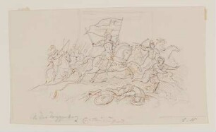 Illustration zu Friedrich Schillers Ballade "Ritter Toggenburg": Der Ritter im Schlachtgewühl