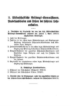 Wissenschaftliche Prüfungs-Kommissionen, Probekandidaten und Lehrer der höheren Lehranstalten