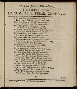 Nro VIII. Jovis 25. Februarii 1751.