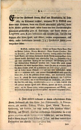 Weiterer Actenmäßiger Verhalt des gräflich Warttenbergischen Fideicommiss- und Regress-Streitts