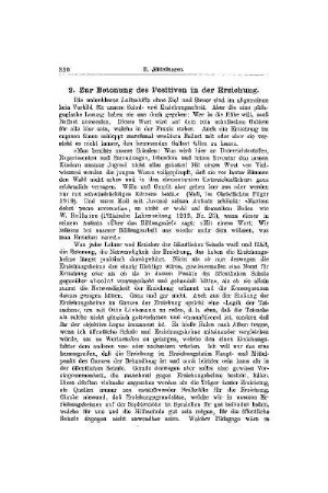 Zur Betonung des Positiven in der Erziehung : [Mitteilungen]
