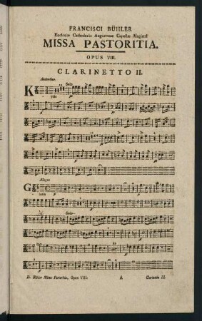 1-5, Missa Pastoritia. Opus VIII. Clarinetto II.