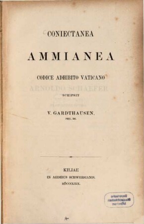 Coniectanea Ammianea codice adhibito Vaticano