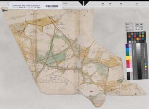 Hesselteich (Versmold) Teilung der Gemeinheiten Sandstrodt, Strodt, Reck vor dem Brökamp, Telgenheide Entwurf um 1780 o.M. unregelmäßig kol. Zeichnung (Reinhold) Spez.Verz. Markenkarten X Nr. 130