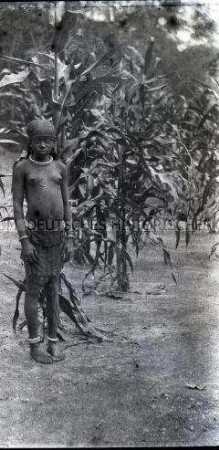 Afrikanisches Mädchen auf dem Pflanzfeld einer Plantage