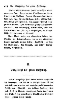 II. Vorgebirge der guten Hoffnung