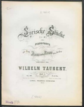 Heft 1: Lyrische Stücke (I - IV.) für Pianoforte : op. 106.