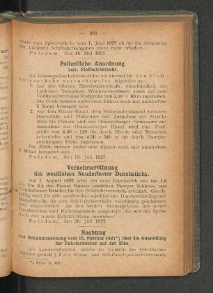 Verkehrseröffnung des westlichen Neuderbener Durchstichs.
