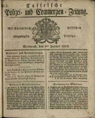 Nr. 2, Mittwoch, den 7ten Januar 1818