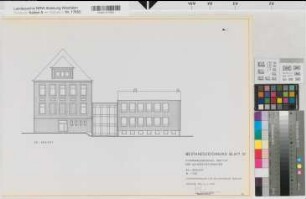 Münster (Münster) Pharmakologisches Institut der Universität Hauptgebäude Blatt 10 Südostansicht 1969 1 : 100 42 x 60 kol. Pause Staatshochbauamt für die Universität Münster 21.010