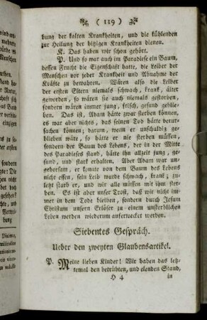Siebentes Gespräch. ueber den zweyten Glaubensartikel. - Achtes Gespräch. Ueber den dritten Glaubensartikel.