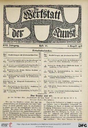17: Das Fresko und wir : zu den Aufsätzen über "Freskomalerei als hohe Kunst" in Heft 38 und 39 der W. d. K.