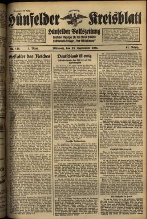Erste Ausgabe vom Mittwoch, den 18. September 1935.