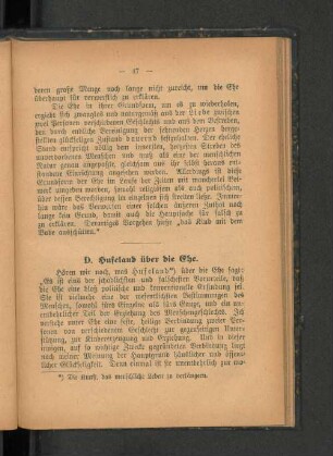 D. Hufeland über die Ehe.
