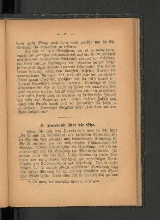 D. Hufeland über die Ehe.
