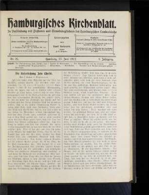 Nr. 25. Hamburg, 23. Juni 1912. 9. Jahrgang.