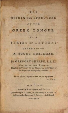 The origin and structure of the Greek tongue
