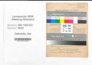 Entnazifizierung Ilse Oehmicke, geb. 20.12.1904 (Studienraetin)