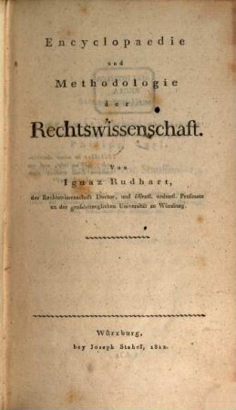 Encyclopaedie und Methodologie der Rechtswissenschaft
