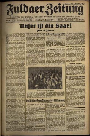 Erste Ausgabe vom Sonntag, den 13. Januar 1935.