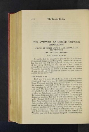 The Attitude of Labour Towards Emigration.