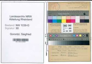 Entnazifizierung Siegfried Gorontzi , geb. 17.12.1893 (Angestellter)