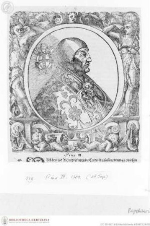 Illustrationen aus Jobin, Bernhard, Accuratae Effigies Pontificum Maximorum (...). Straßburg 1573, Pius III., Papst, Porträt