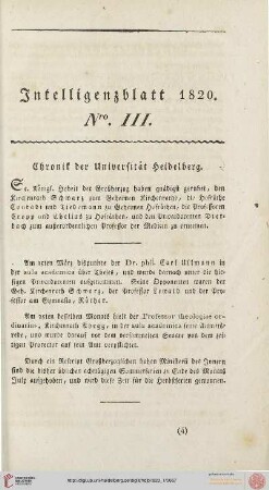 Intelligenzblatt Nro. III